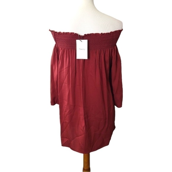 Nwt Theory Elistaire Blouse Peasant Modern Off Shoulder Smocked Top Medium M - Picture 5 of 9